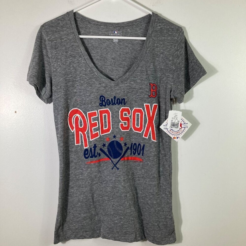 Womens Genuine Merchandise Boston Red Sox V Neck Tee Shirt S NWT
